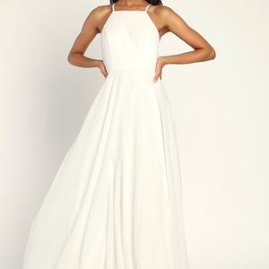 Lulu's Elegant White Maxi Dress